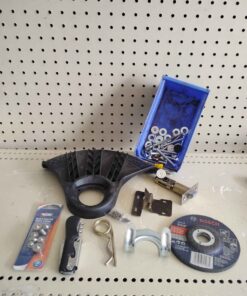 Grinder wheel blue parts bin with hardware etc