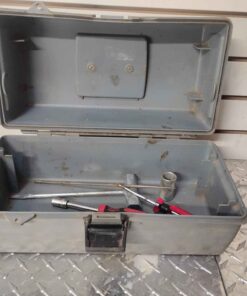 Gray tool box with a sort of tools