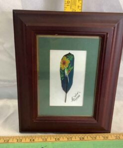 Handpainted Hummingbird on Feather signed A. Deleon