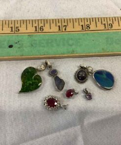 Gemstone pendants (7) marked 925