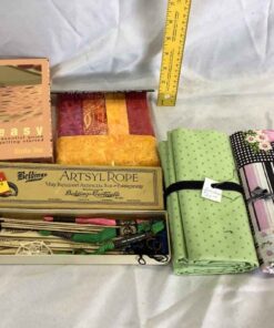 Sewing supplies, material and Book