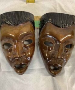 Pair of Matching Wooden Masks