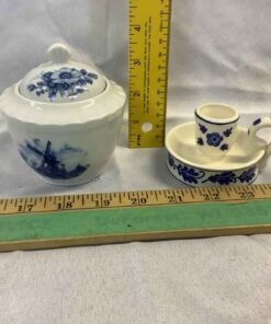 Blue and White Candle Holder/Delft Bowl with Lid