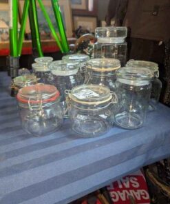 Assorted glass canisters
