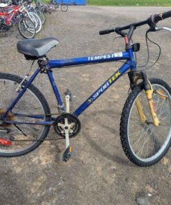 Blue Sportek Tempest 18 speed mountain bike with front suspension