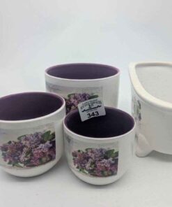 Mini Ceramic Slipper tub & Lilac print planters