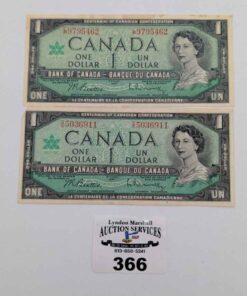 1967 $1 Canadian bank notes