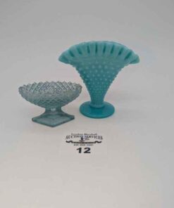 Hobnail Fan Vase and Westmoreland salt bowl