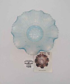 Northwood Ice Blue Hearts and Flowers ruffle edged bowl