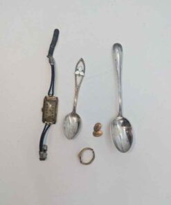 Birk's Sterling Spoon, cuff links, Victoria Wrist Watch