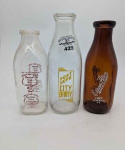 Trio of Dairy Bottles: Durham/Port Hope City dairy & Ethan Allen creamery