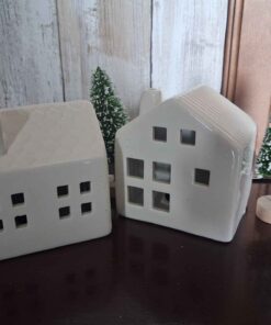 Ceramic houses tea light holders seasonal decor