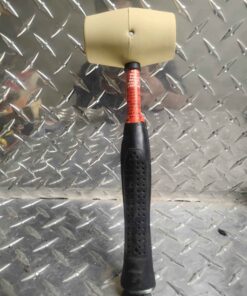 Black handle white head rubber mallet