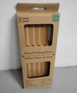 5 pieces glass drinking straws set