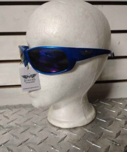 Blue frame biker's sunglasses