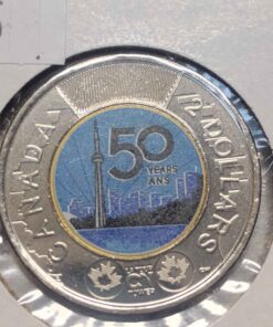 CN tower 50th anniversary toonie (colored)