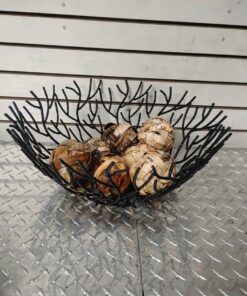 Decorative bowl with birch bark covered balls