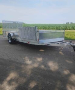 7x16 aluminum single axle 5200 lb sideloader equipped with brakes comes with paper work for owner ship , ash flooring brand new just old inventory