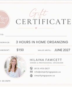 Home Organization Gift Certificate