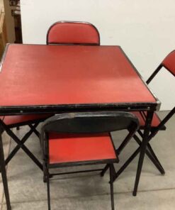 Retro Card Table with 4 Folding Chairs