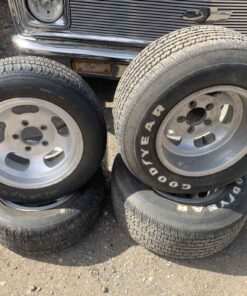 5 x 4.75, 14” Rims set, tires are weather cracked