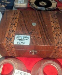 Dresser box with Tunbridge ware inlay patterns