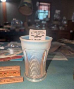 Ribbed Opalescent blue glass
