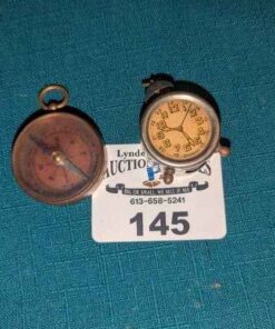 Brass pocket compass and novelty clock sharpener