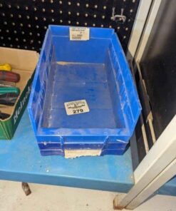Blue Plastic stackable hardware organizers