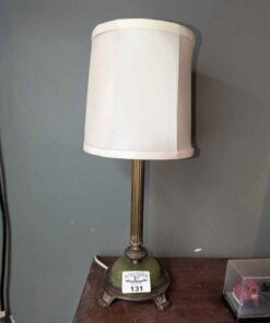 Neoclassical style brass column lamp with shade
