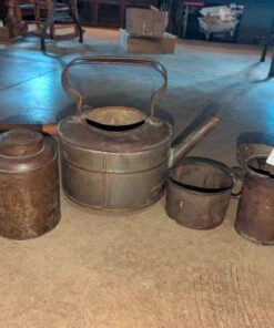 Vintage Metal Pitcher, cup, Kettle and canister