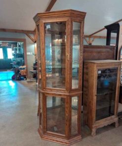 Illuminated Corner Cabinet with Glass shelves