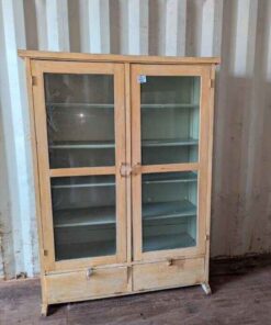 Glass door mid century style book case/ linen cabinet