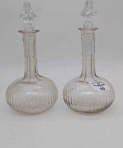 Pair of vintage decanters with ribbed pattern