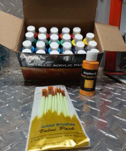 24 acrylic paints with brushes