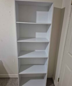 5 shelf white bookshelf