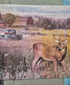 Country fall view with deer.....has been partially disassembled and put back in box