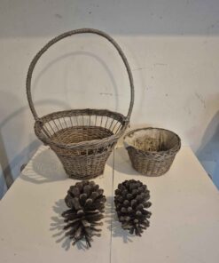 2 baskets with large pine cones.....excellent seasonal decorations