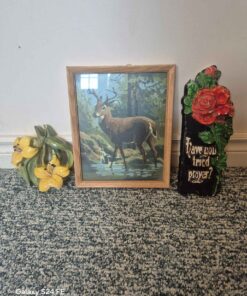 Deer picture and 2 Nick nacks