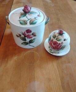 Hand painted cannister and sugar pot