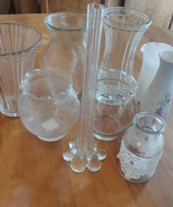 9 assorted vases etc