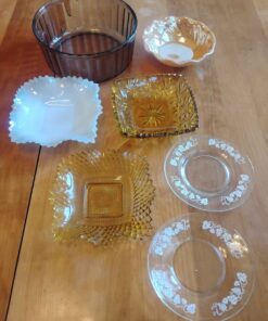 Tinted dessert bowl, assorted glass ware