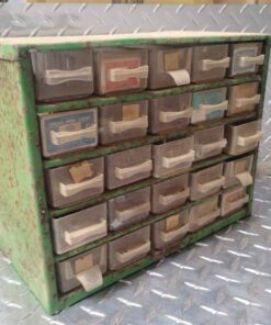 25 drawer green parts drawer with contents