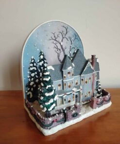 Snowy morning mansion tea light Holder (windows light up)