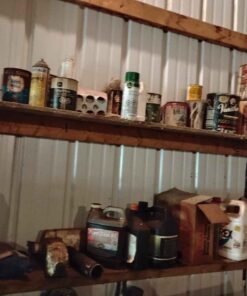 2 shelves of partial chemical paints etc. Varying from almost empty to almost full