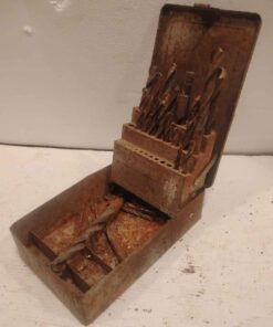 Partial drill bit set in metal case