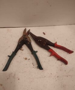 Red and green handle tin snips