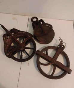 3 antique pulleys including 1 wooden