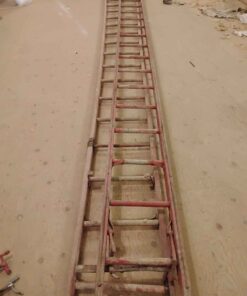 Long wooden extension ladder