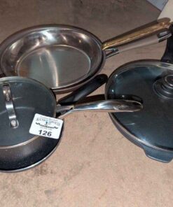 Granite stone saucepots, T Fal Skillet, Swiss diamond skillet and copper skillet